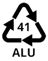 Recycling symbol for aluminum which means that the material is recyclable.