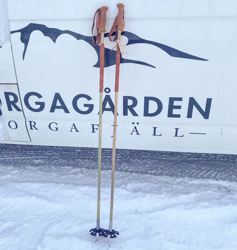 The very first Borga bamboo ski poles! Handcrafted by Joakim Engwall and Pancho Snöfall at Borgagården.