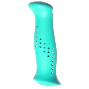 Rubber-like turquoise grip of TPE-SEBS.