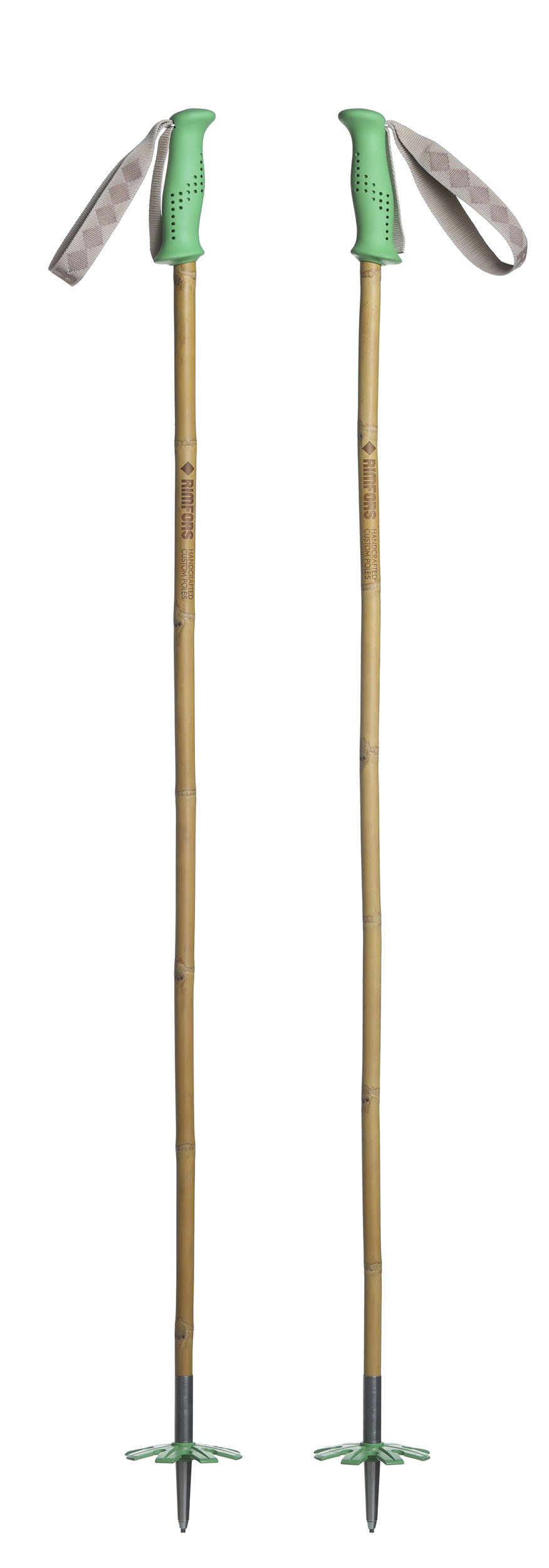 Bambustavar med gröna handtag och pudertrugor (100 mm).
