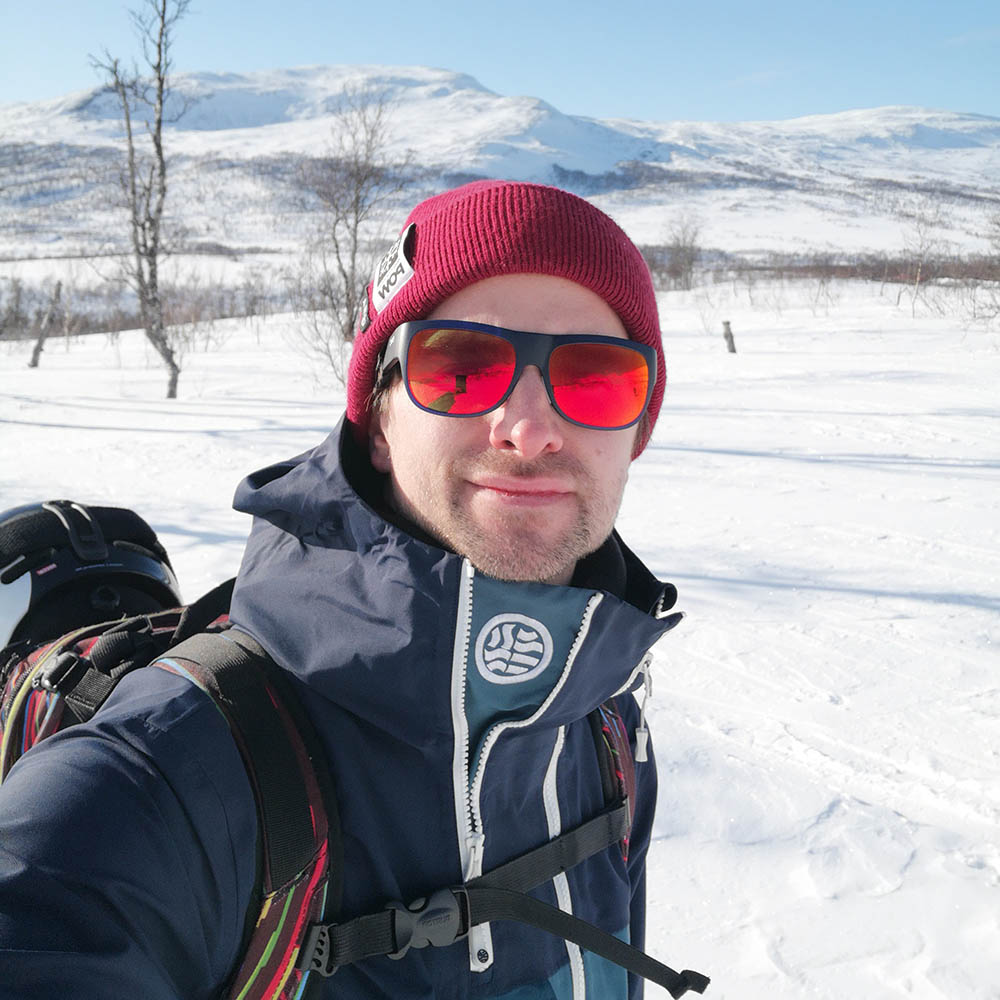 Joel Lundberg, chairman of Protect Our Winters Sweden, on his way up the Getryggen mountain in February last year.