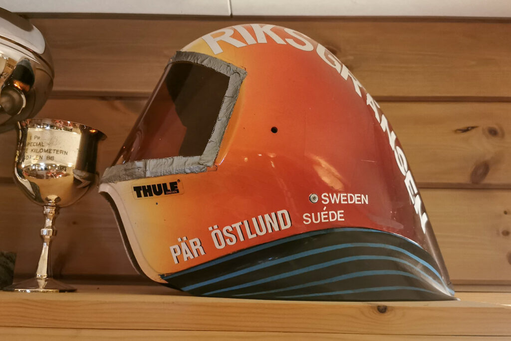 Pancho's speedski helmet, from when his name was Pär Östlund.