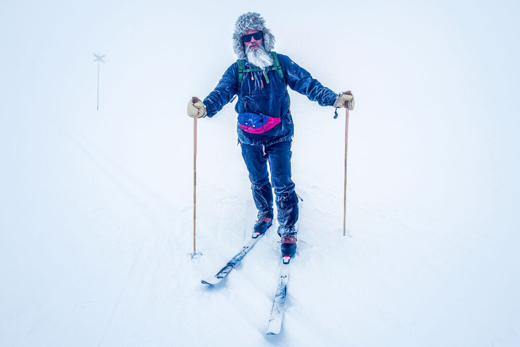 Patric Henricson of Groundstone shoes, with his custom-made Rimfors ski touring poles in Sälen.