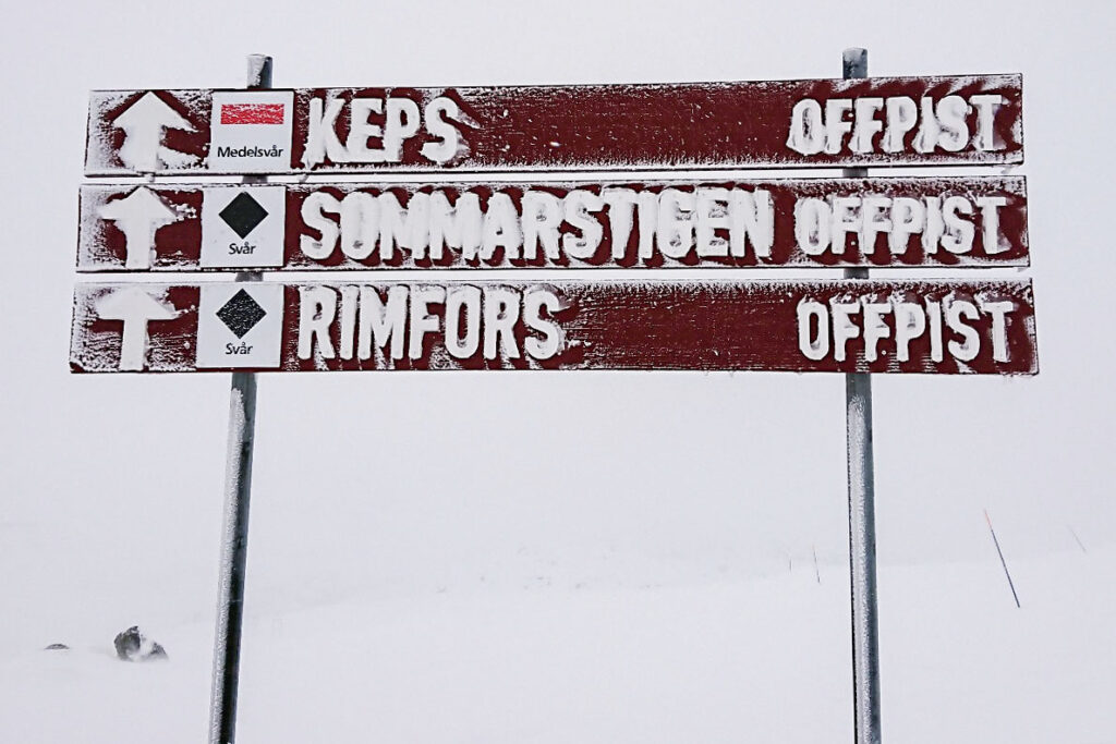 Den svarta offpist-nedfarten Rimfors i Riksgränsen.